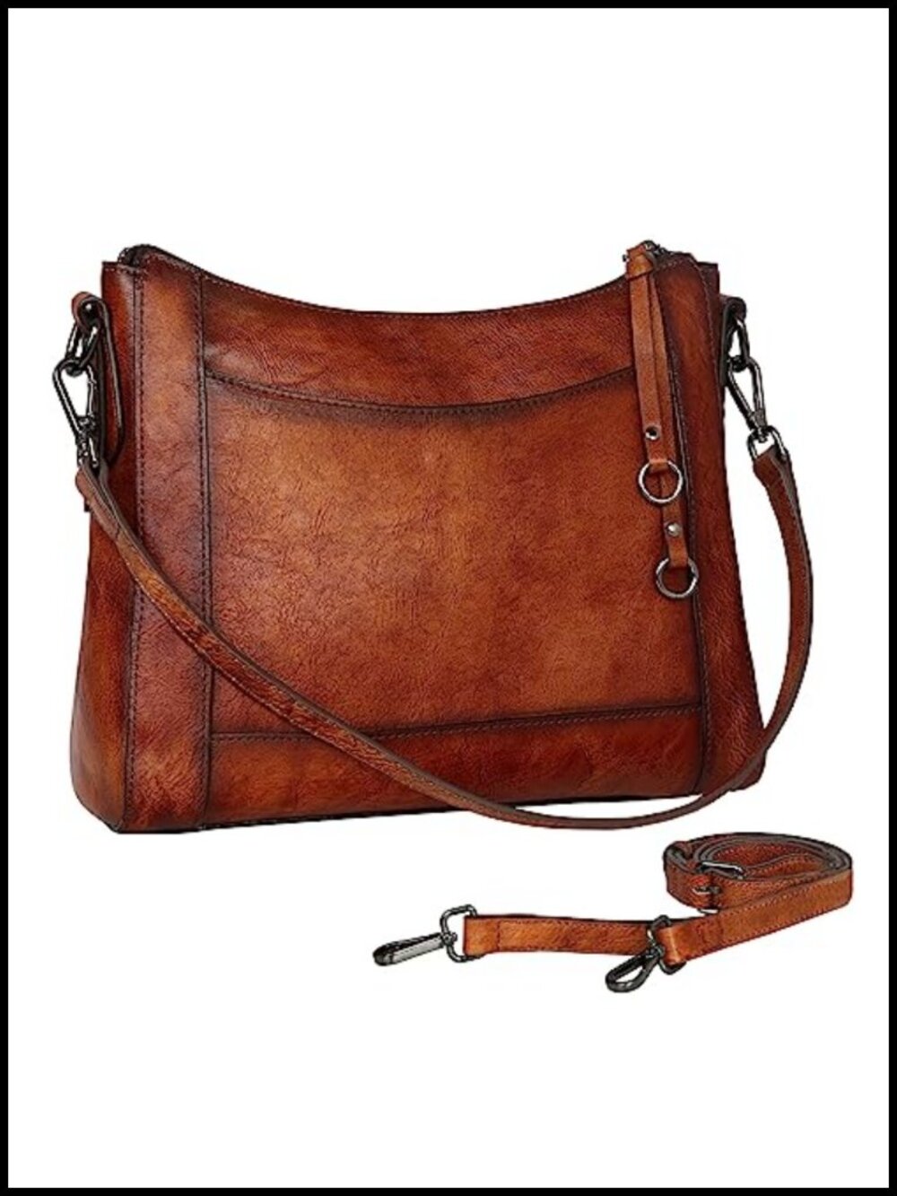Genuine Leather Crossbody Shoulder Bag with Adjustable Straps Everyday Purse